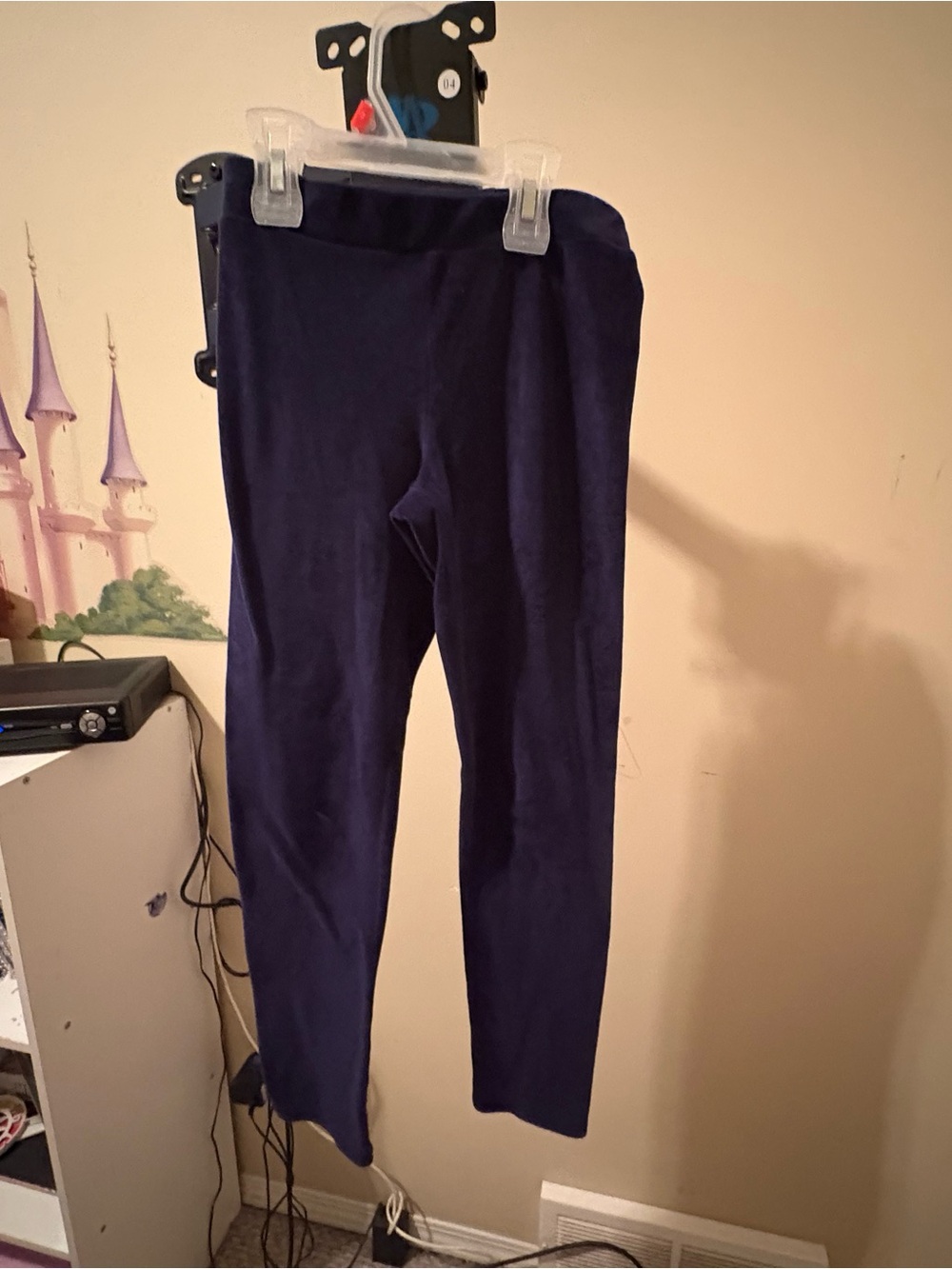 Kids Navy Blue Velvet Leggings